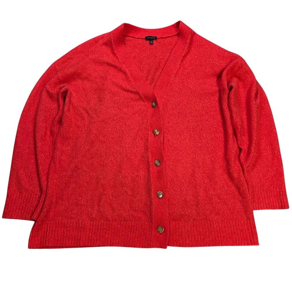 Talbots Button Front Knit Cardigan Sweater Women's Size XL Orange V-Neck Cozy